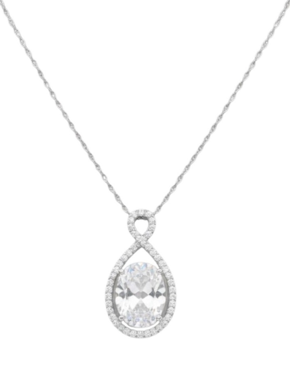 Zales Sterling Silver Lab Created Sapphire Asymmetric Infinity Necklace (NWT) - Picture 3 of 10